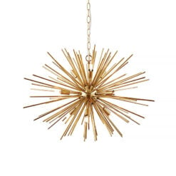 Art Deco Sputnik Gold Brass Spikes 9 Light Ceiling Pendant Chandelier 62cm