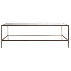 Avi Bronze Antique Gold Metal Large Coffee Table With Clear Glass Top