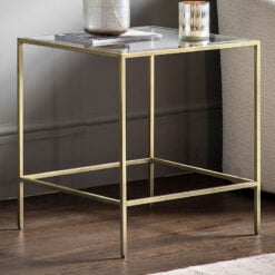 Avi Gold Metal And Clear Glass Rectangular Side Table End Table