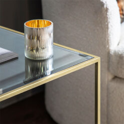 Avi Gold Metal And Clear Glass Rectangular Side Table End Table