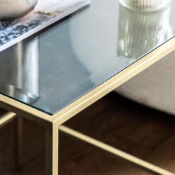 Avi Gold Metal And Clear Glass Rectangular Side Table End Table