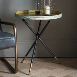 Black And Gold Metal Tripod Boho Side Table End Table