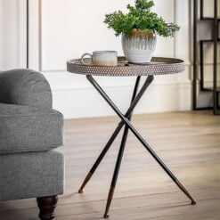 Black And Gold Metal Tripod Boho Side Table End Table