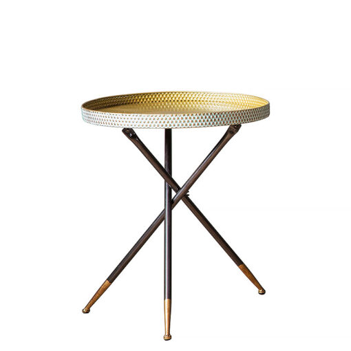 Black And Gold Metal Tripod Boho Side Table End Table