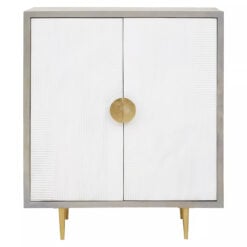 Boho Cream White Mango Wood And Gold Metal 2 Door Sideboard Cabinet