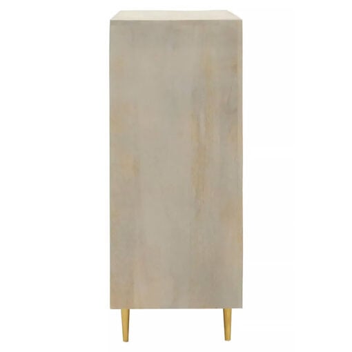 Boho Cream White Mango Wood And Gold Metal 2 Door Sideboard Cabinet