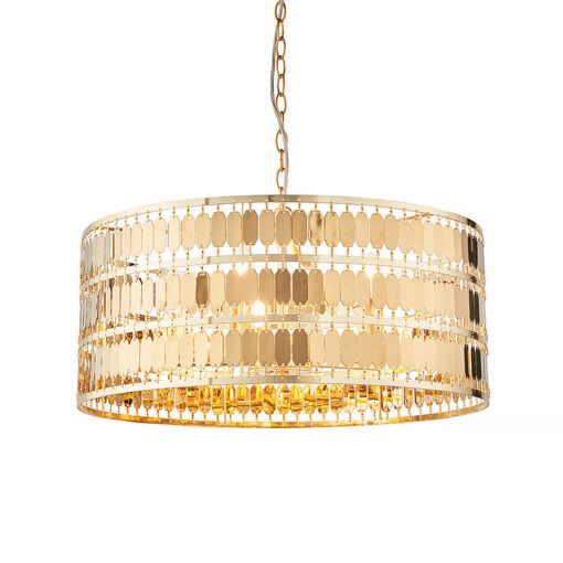 Boho Gold Metal Dimmable 5 Light Ceiling Pendant Chandelier 56cm