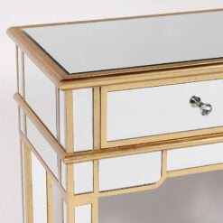 Canterbury 2 Drawer Gold Mirrored Glass Venetian Slim Console Table