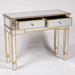 Canterbury 2 Drawer Gold Mirrored Glass Venetian Slim Console Table