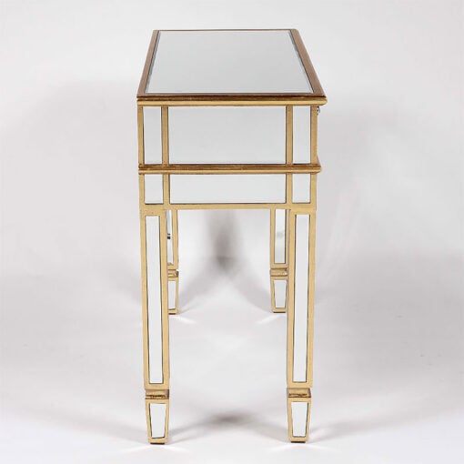 Canterbury 2 Drawer Gold Mirrored Glass Venetian Slim Console Table