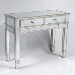 Canterbury 2 Drawer Silver Mirrored Glass Venetian Slim Console Table