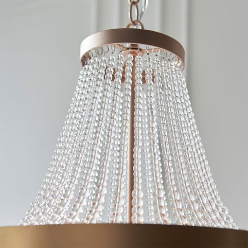 Crystal and Rose Gold Dimmable 5 Light Ceiling Chandelier Pendant 45cm