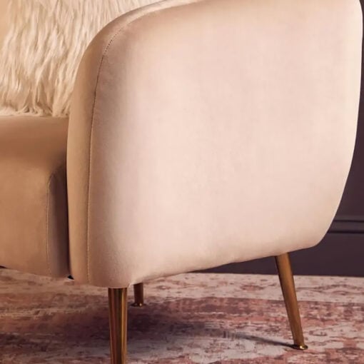 Dark Beige Velvet And Gold Metal Armchair Accent Chair