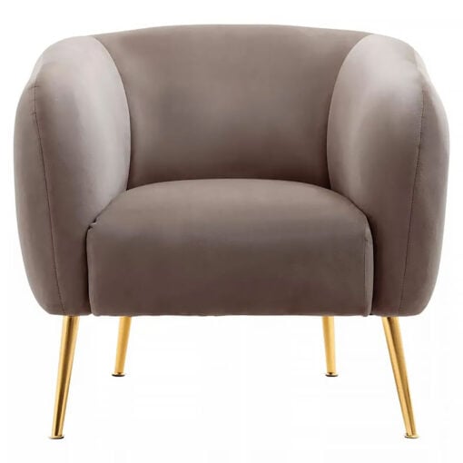 Dark Beige Velvet And Gold Metal Armchair Accent Chair