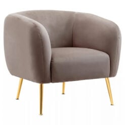 Dark Beige Velvet And Gold Metal Armchair Accent Chair