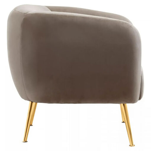 Dark Beige Velvet And Gold Metal Armchair Accent Chair