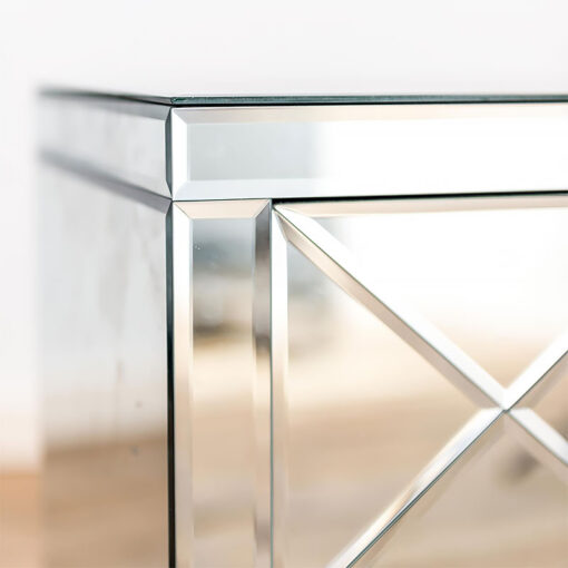 Dawn Mirrored Glass Diamond 3 Drawer Bedside Cabinet Bedside Table