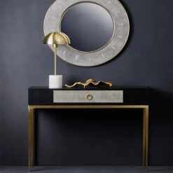 Della 1 Drawer Black Wood Console Table With Gold Metal Legs