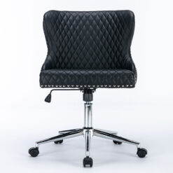 Diana Black Faux Leather And Chrome Office Chair With Lion Knocker