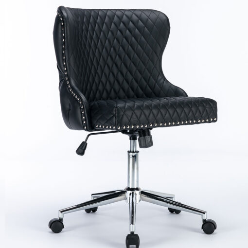 Diana Black Faux Leather And Chrome Office Chair With Lion Knocker