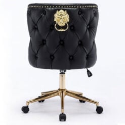 Diana Black Faux Leather And Gold Metal Office Chair With Lion Knocker