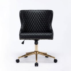 Diana Black Faux Leather And Gold Metal Office Chair With Lion Knocker