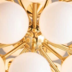 Esme Gold Metal And White Glass 28 Light Ceiling Pendant Chandelier 55cm