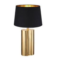 Gold Metal Table Lamp with Black Faux Suede Shade 60cm