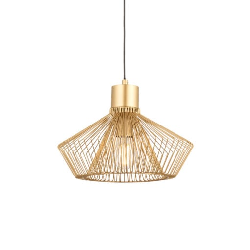 Gold Metal Wire Cage 1 Light Ceiling Pendant Chandelier 31cm