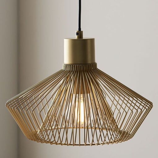 Gold Metal Wire Cage 1 Light Ceiling Pendant Chandelier 31cm