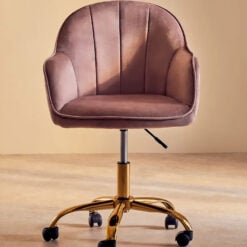 Grace Art Deco Pink Velvet And Gold Metal Office Chair Desk Chair