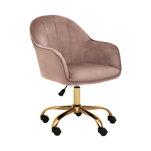 Grace Art Deco Pink Velvet And Gold Metal Office Chair Desk Chair