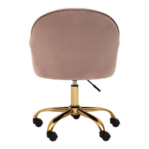 Grace Art Deco Pink Velvet And Gold Metal Office Chair Desk Chair