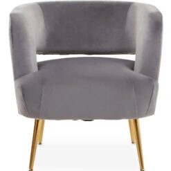 Grey Velvet And Gold Metal Open Back Tub Accent Chair Armchair