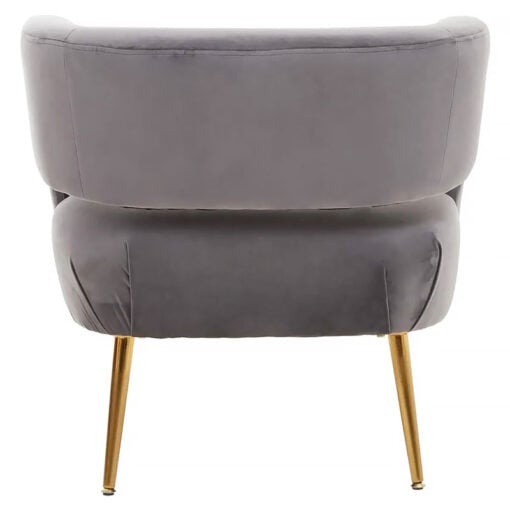 Grey Velvet And Gold Metal Open Back Tub Accent Chair Armchair