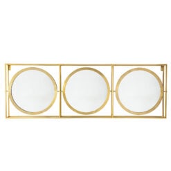 Industrial Grid Of 3 Tilting Mirrors Brass Antique Gold Wall Mirror 180cm