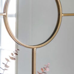 Industrial Large Round Panelled Black And Gold Metal Window Wall Mirror 80cm