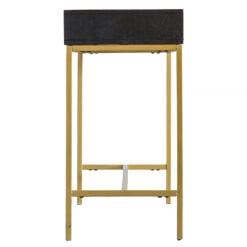 Leah 2 Drawer Black Mango Wood And Gold Metal Slim Console Table