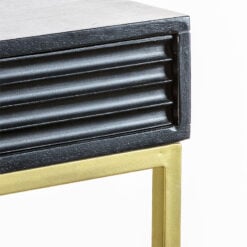 Leah 2 Drawer Black Mango Wood And Gold Metal Slim Console Table