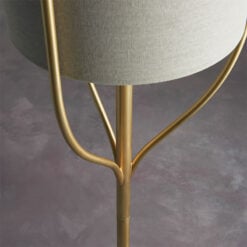 Lexy Satin Gold And Natural Linen Effect Fabric 1 Light Floor Lamp 166cm