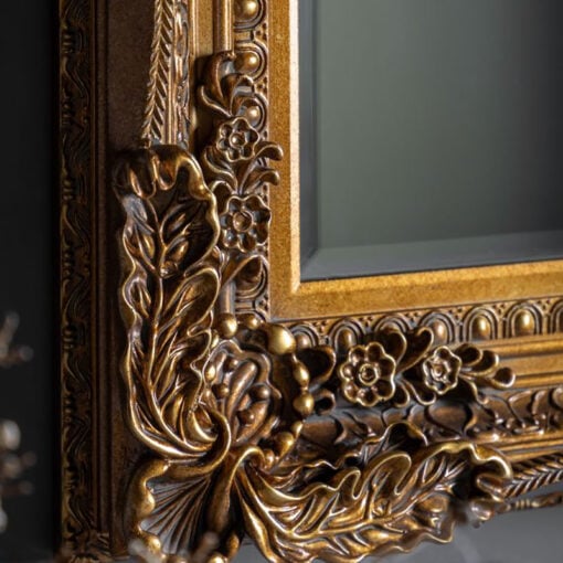 Louis Baroque French Rustic Carved Gold Leaf Wall Mirror 120cm