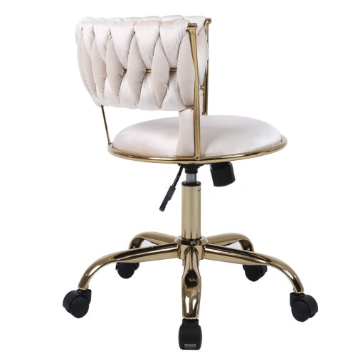 Marissa Braided Cream Velvet And Gold Metal Tub Office Chair Desk Chair