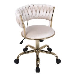 Marissa Braided Cream Velvet And Gold Metal Tub Office Chair Desk Chair