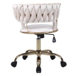 Marissa Braided Cream Velvet And Gold Metal Tub Office Chair Desk Chair