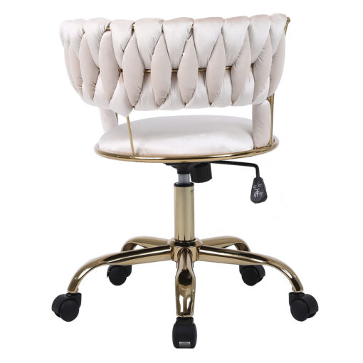 Marissa Braided Cream Velvet And Gold Metal Tub Office Chair Desk Chair