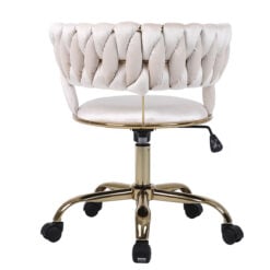 Marissa Braided Cream Velvet And Gold Metal Tub Office Chair Desk Chair