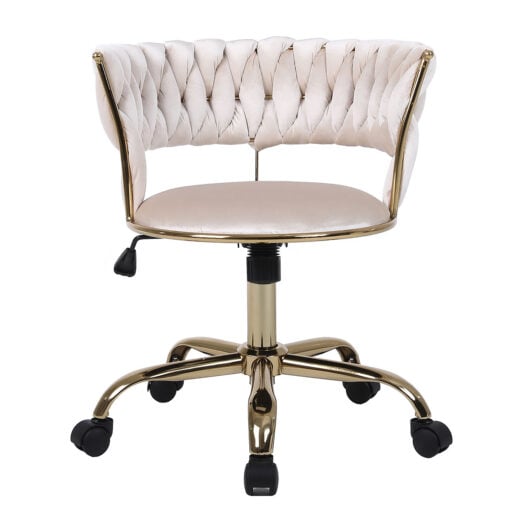 Marissa Braided Cream Velvet And Gold Metal Tub Office Chair Desk Chair