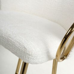 Melisande Cream White Linen Effect Tub Bar Stool With Gold Metal Legs