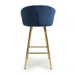 Melisande Navy Blue Linen Effect Tub Bar Stool With Gold Metal Legs