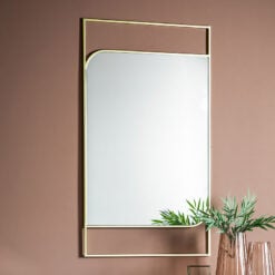 Modern Abstract Minimalist Gold Metal Large Wall Mirror 102cm